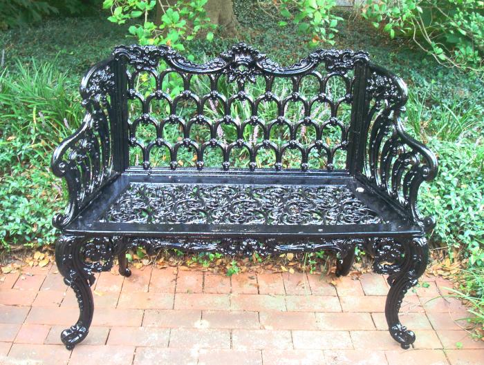 PAIR CAST IRON GOTHIC PATTERN BENCHES